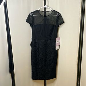 JS Collections Valentina Womens Mesh Knee Sheath Dress Size 4